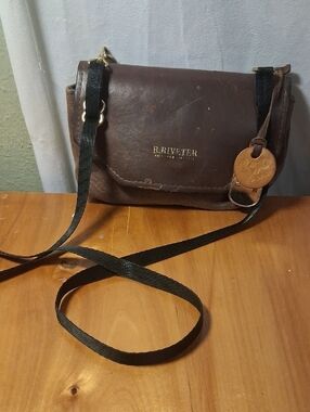 R. Riveter Brown Leather Crossbody Bag